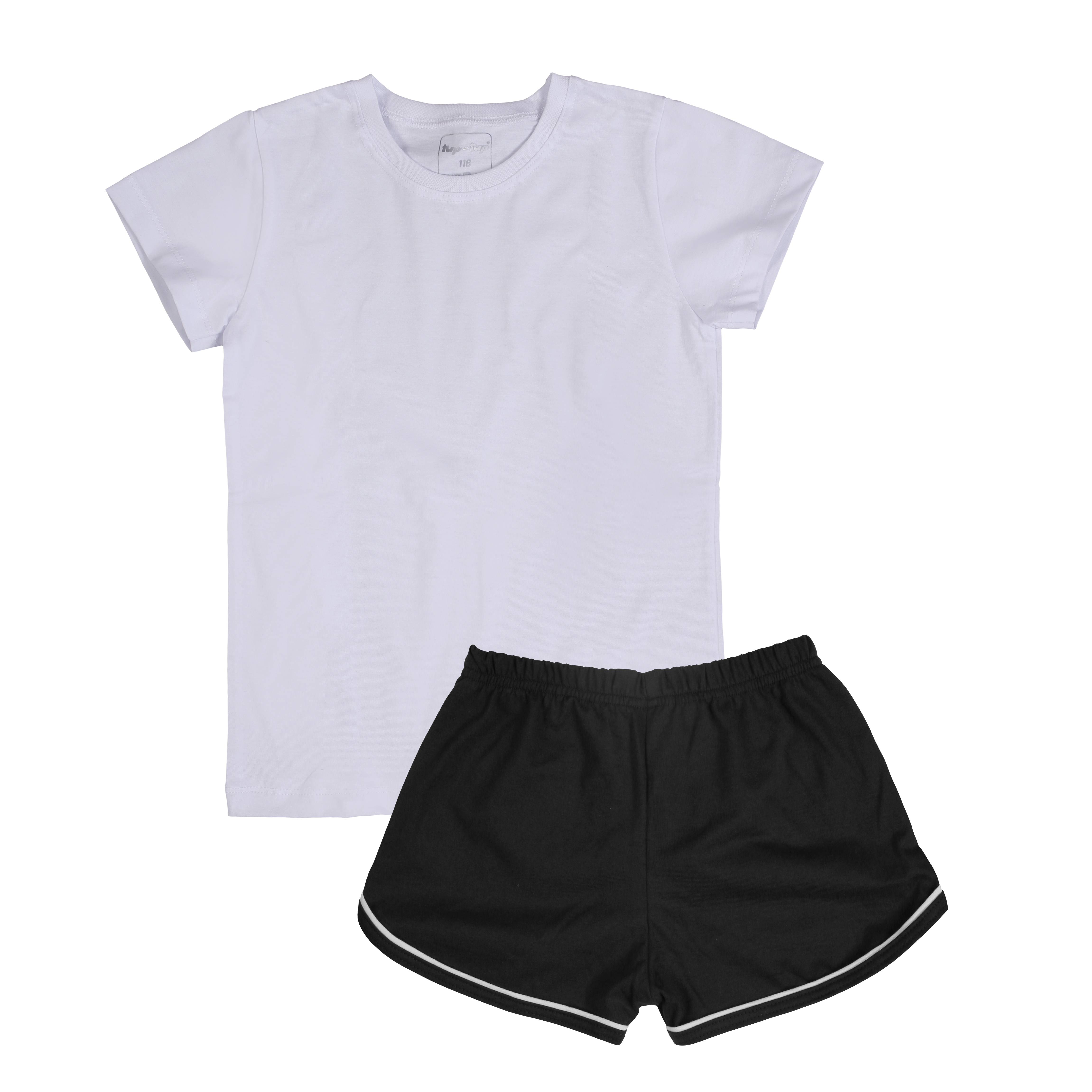 Dziewczęcy strój sportowy T-shirt i spodenki, czarny, Tup Tup
