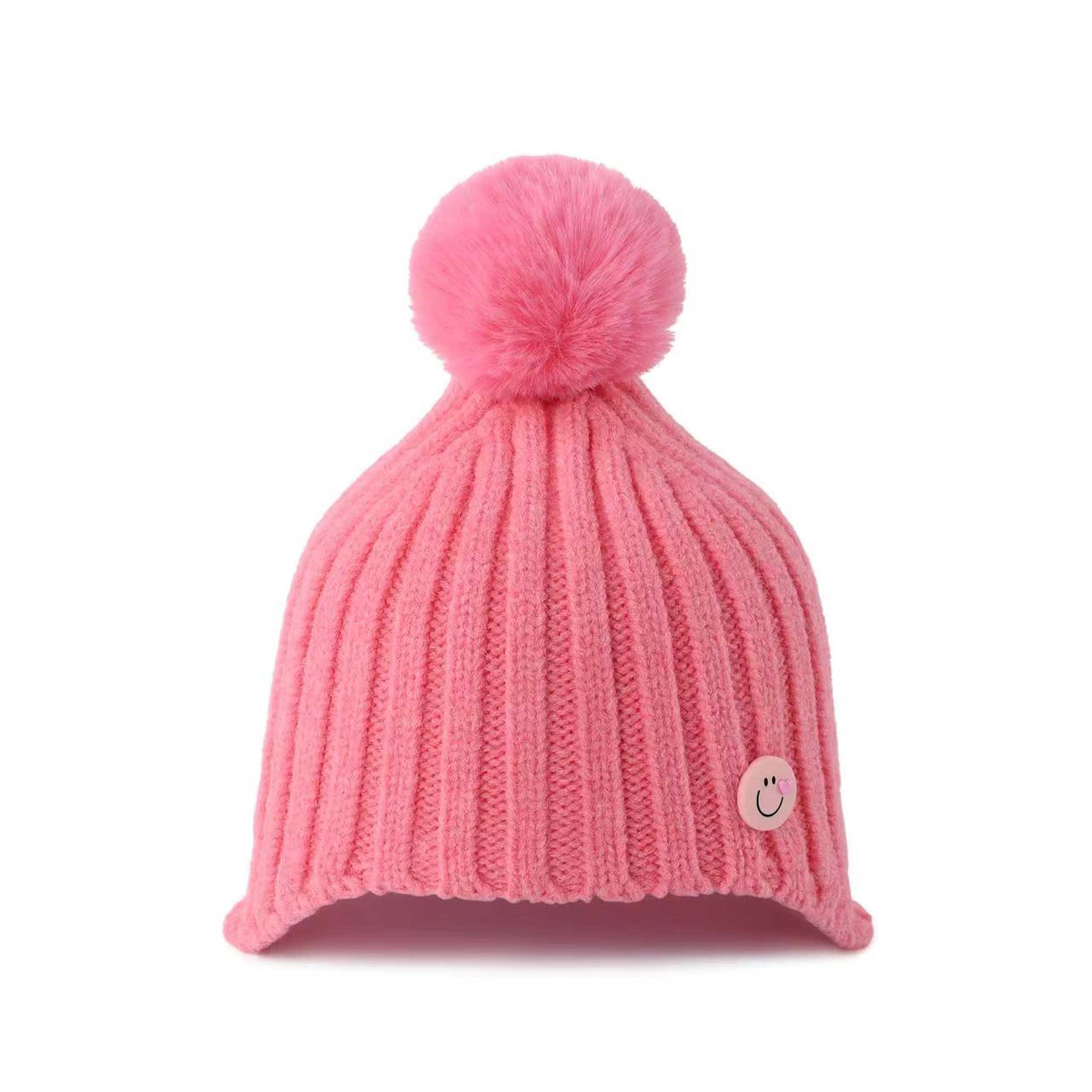 Zimowa czapka z pomponem różowa
