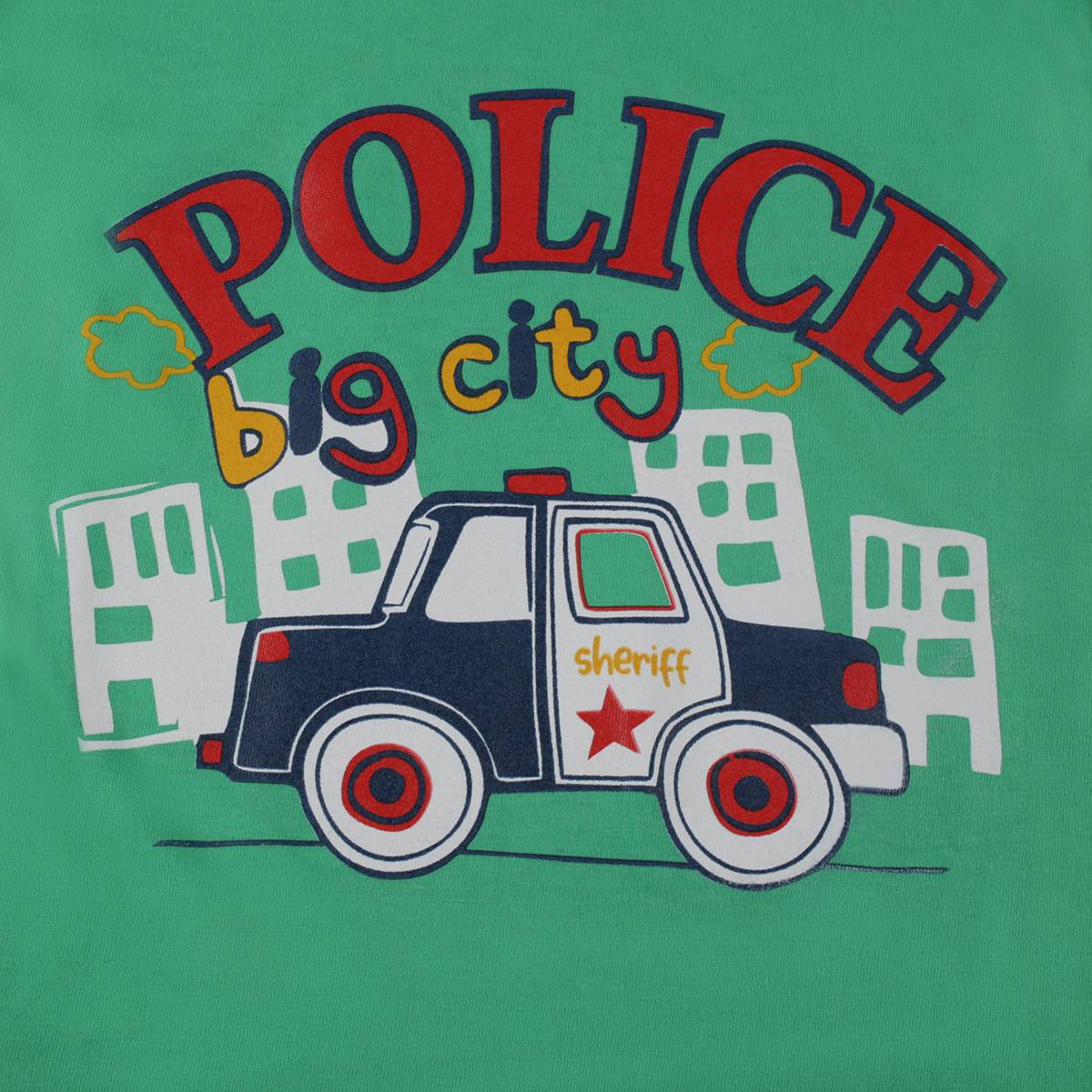 Koszulka chłopięca krótki rękaw, zielona z wozem policyjnym, Tup Tup
