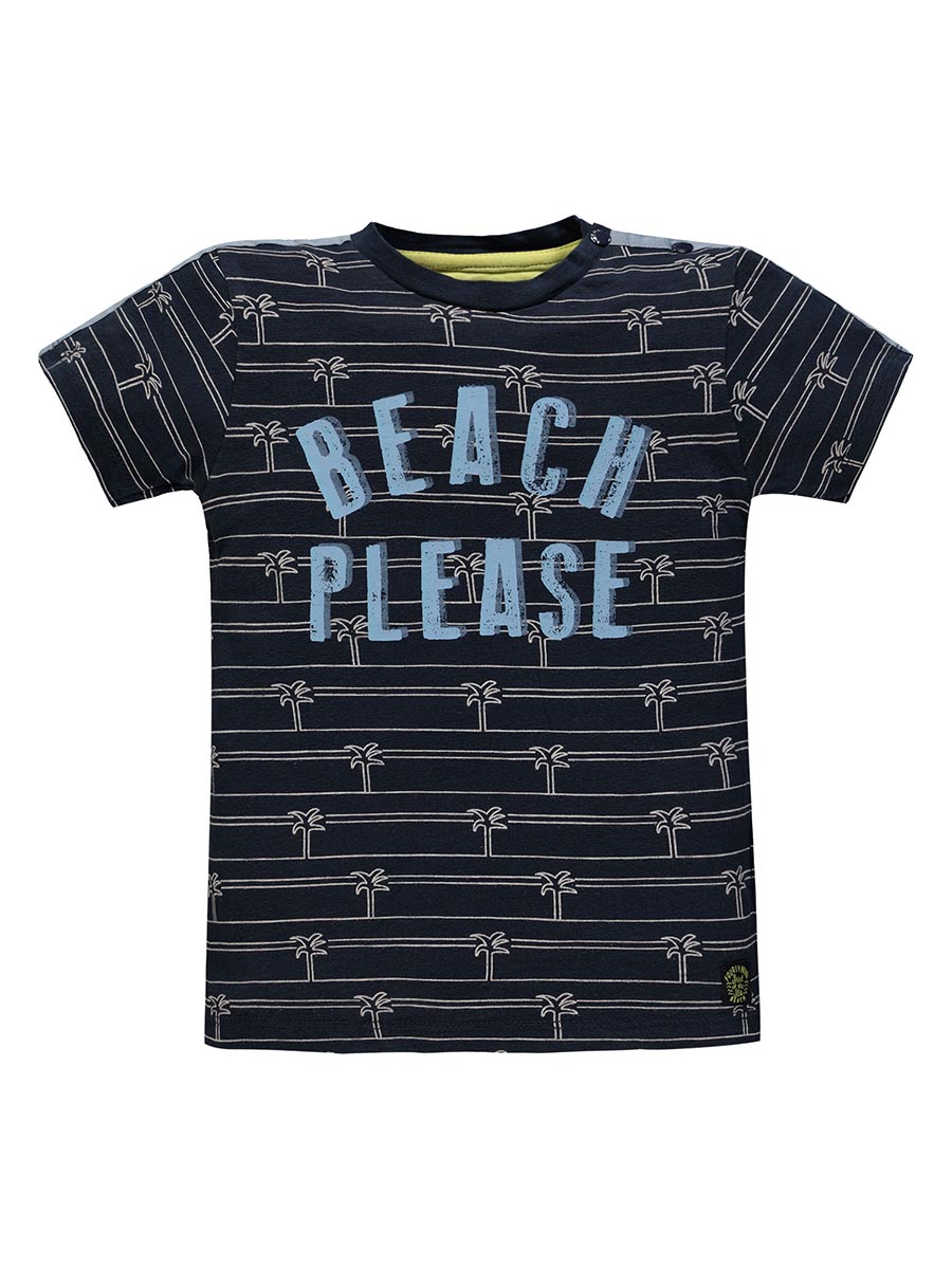 T-shirt dla chłopca z nadrukiem, niebieski, Kanz