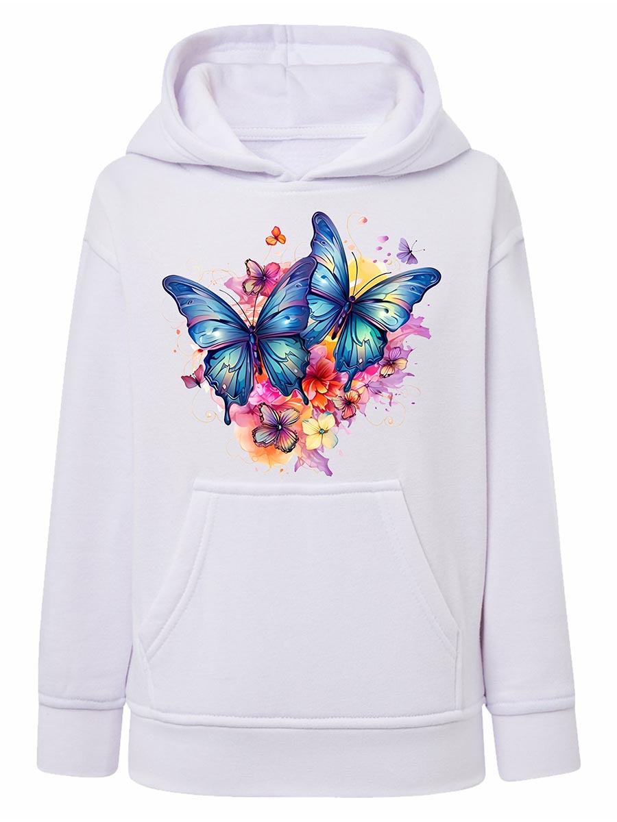 Bluza dziewczęca z kapturem biała z motylami