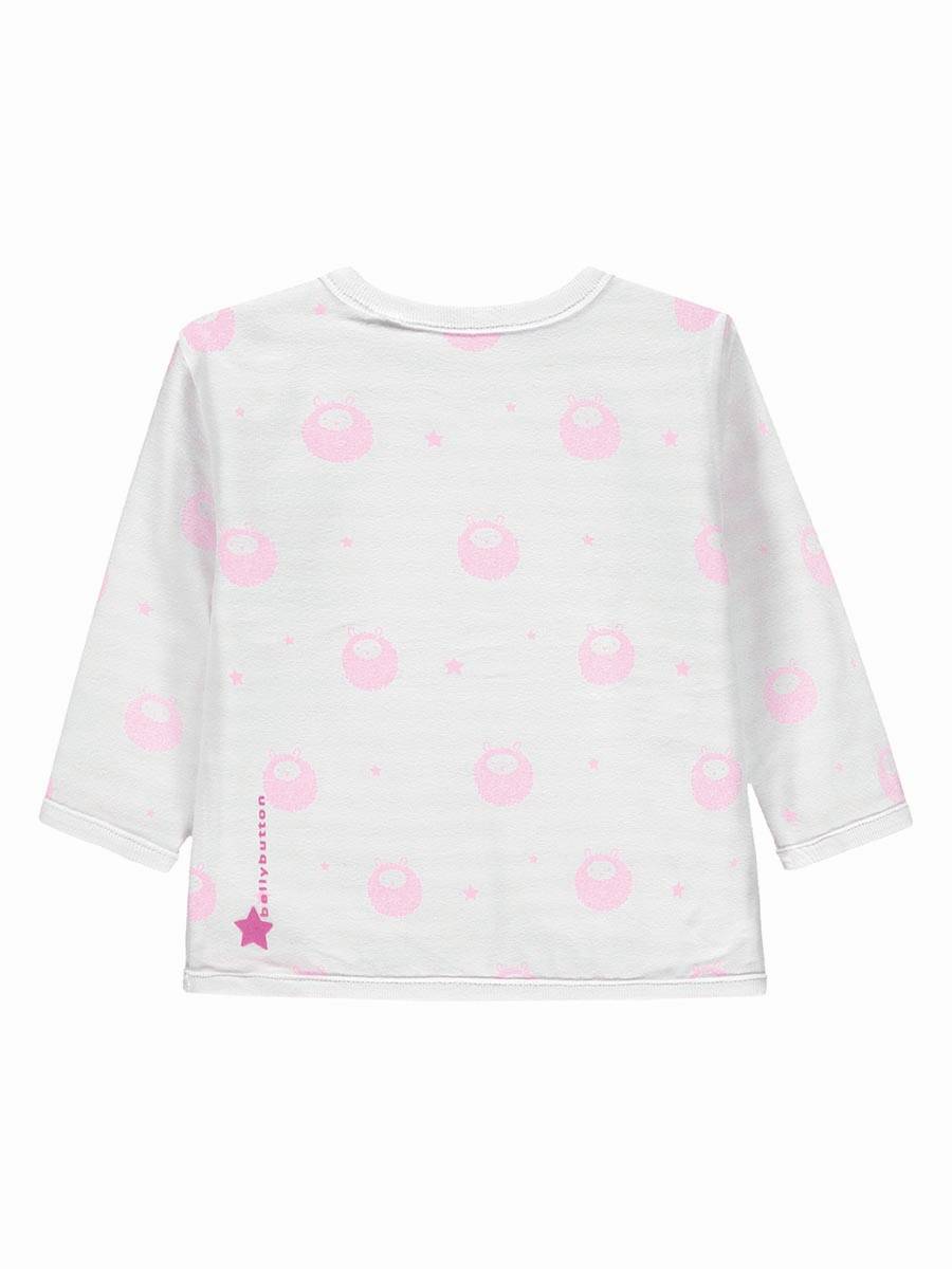 Bluzka dwustronna rozpinana dziewczęca, różowo-biała, Bellybutton