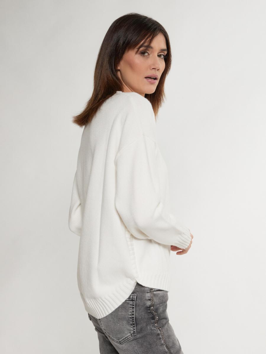 Sweter z długim rękawem biały Monnari