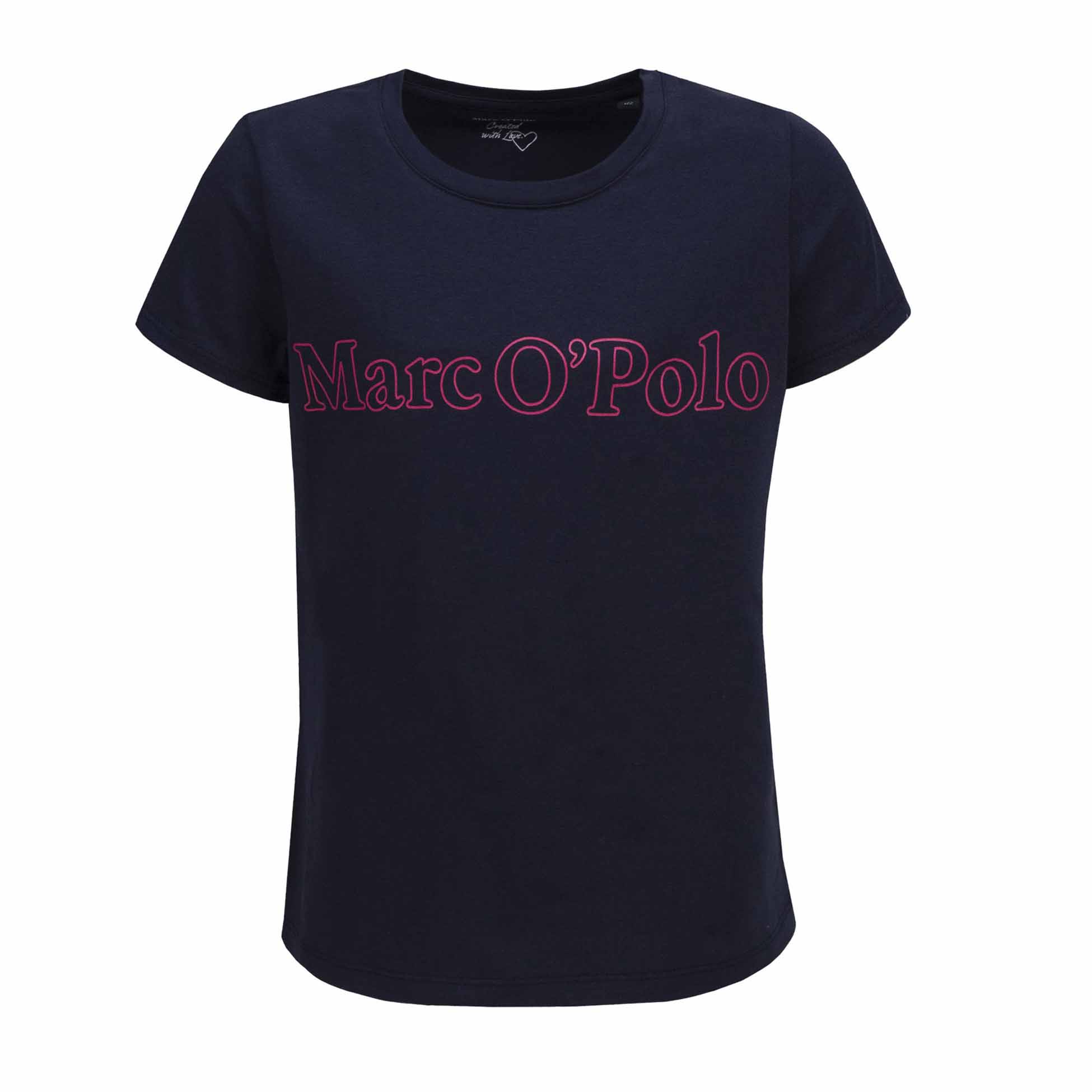 Dziewczęcy T-shirt z logo, Krótki rękaw, Granatowy, Marc O'Polo