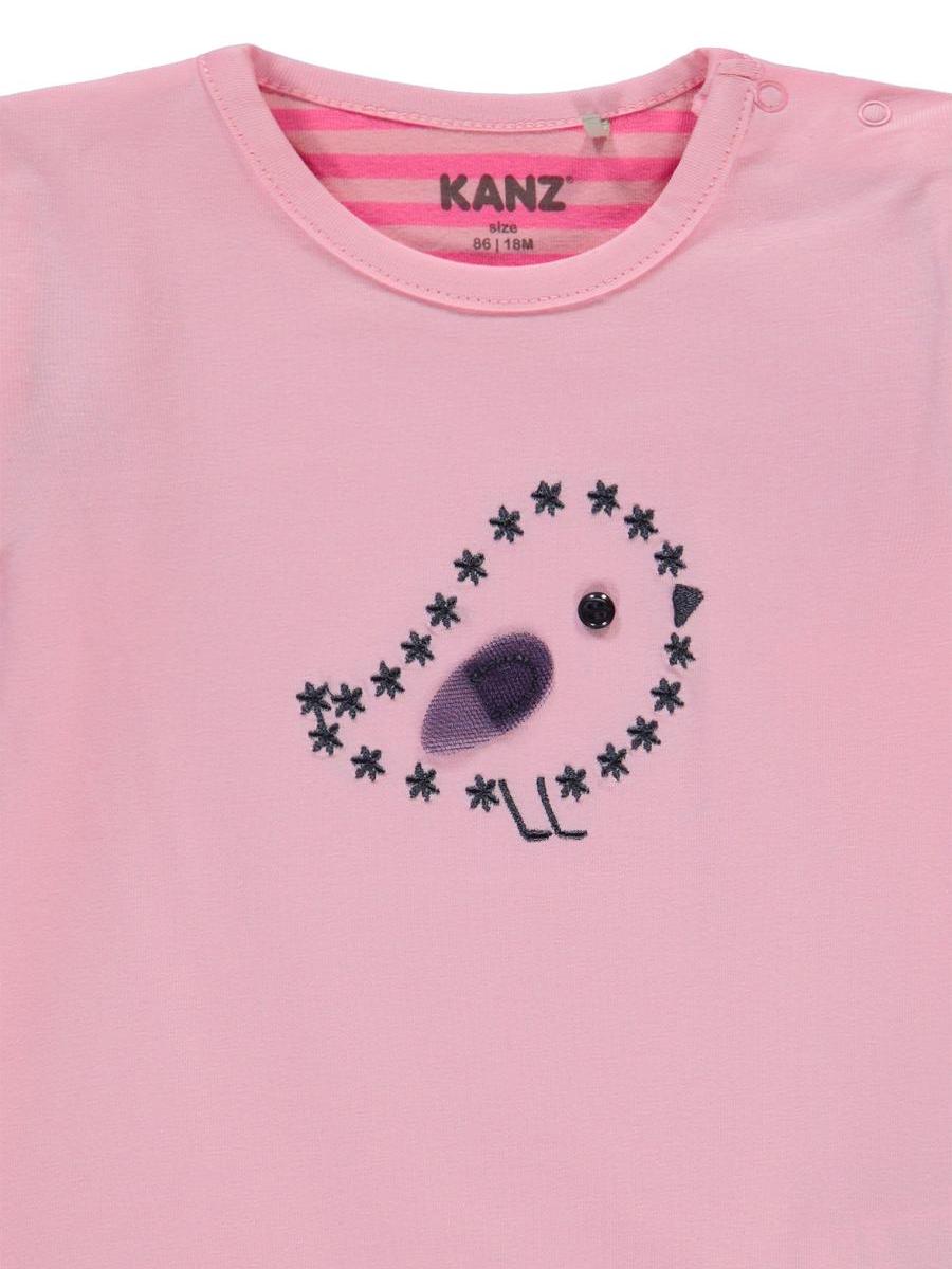 Dziewczęca koszulka z długim rękawem, różowa, Kanz