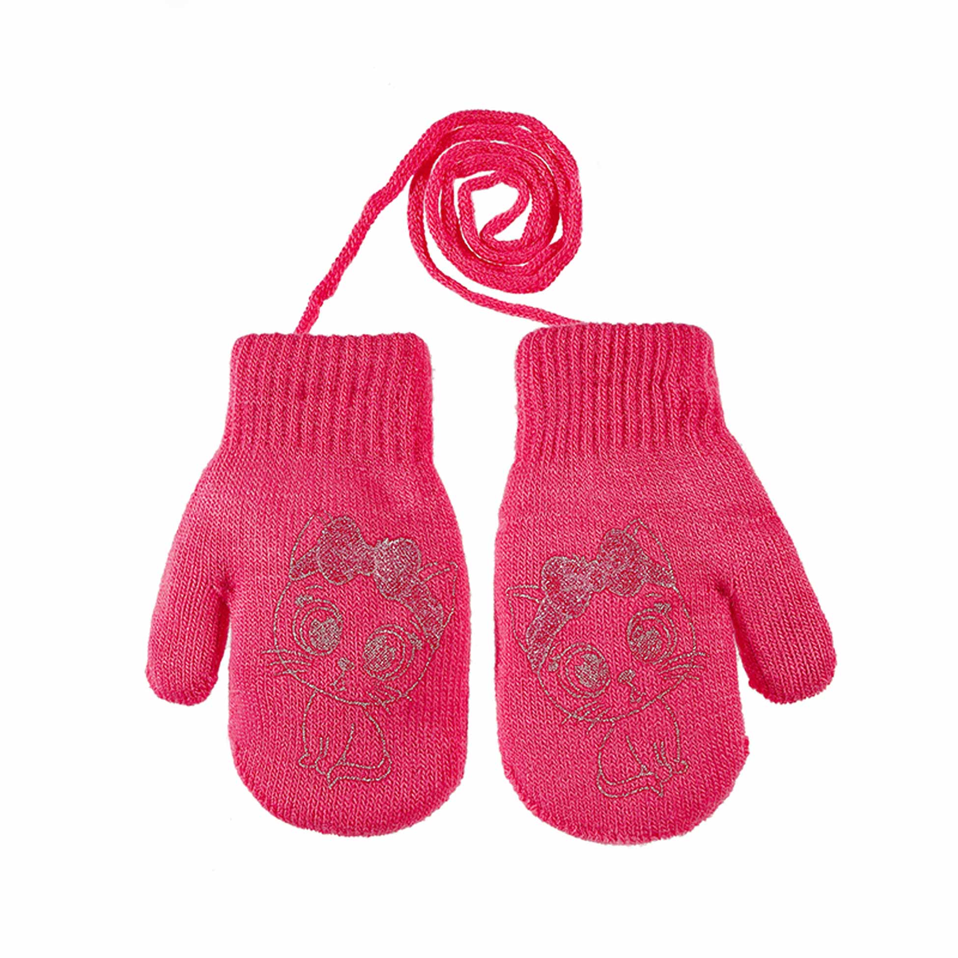 Rękawiczki dziecięce jeden palec z nadrukiem ocieplone różowe