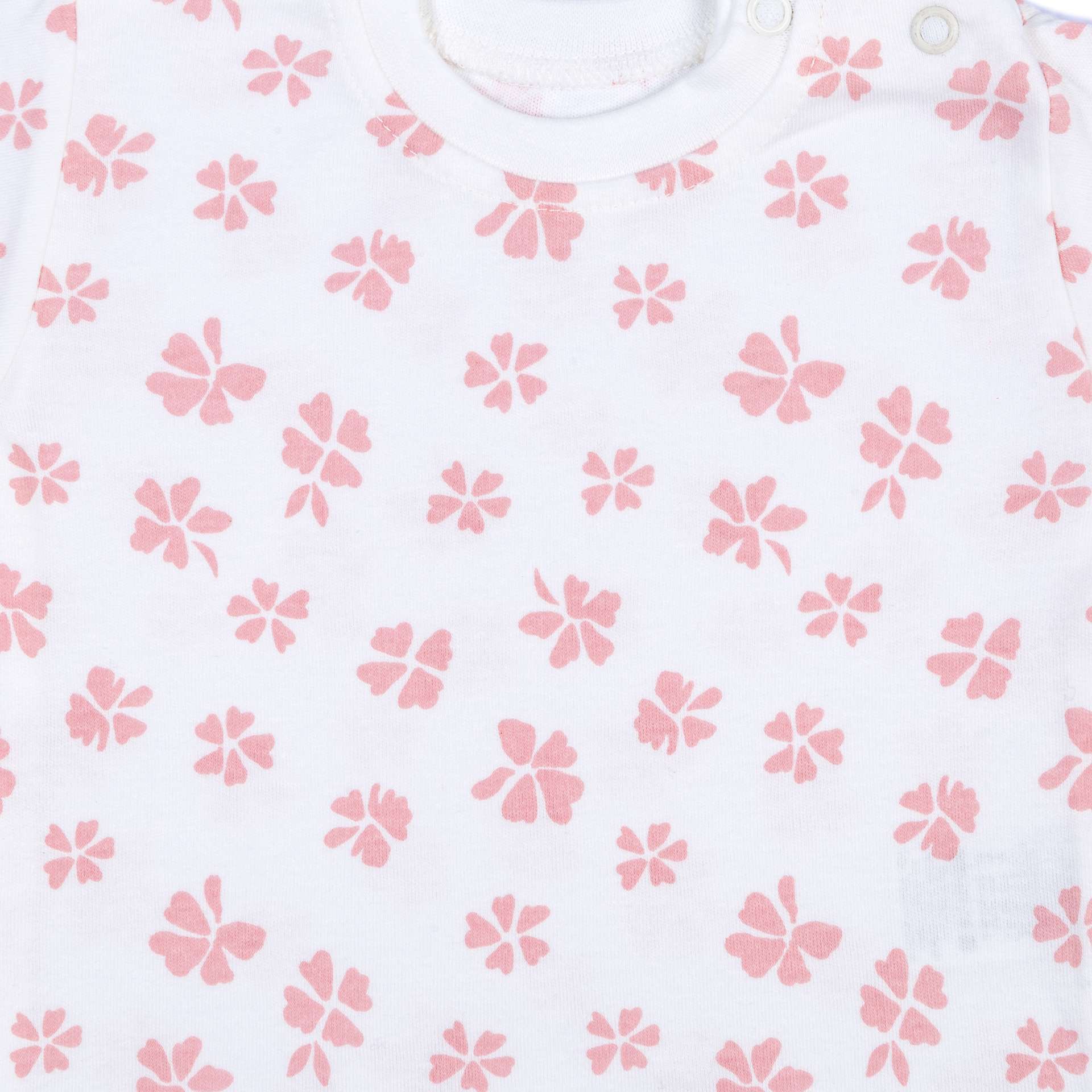 Koszulka niemowlęca z długim rękawem kwiaty ecru