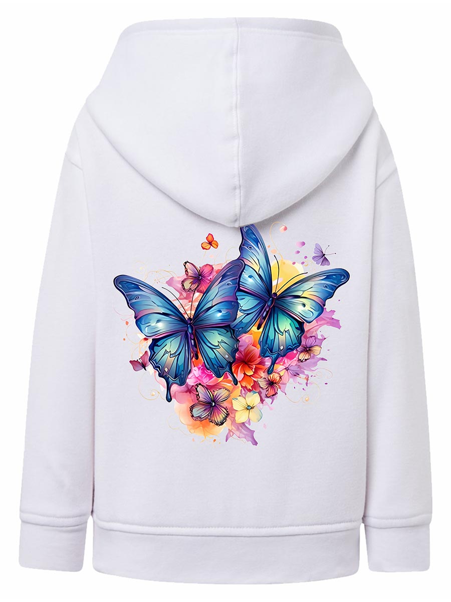 Bluza dziewczęca rozpinana z kapturem biała z motylami