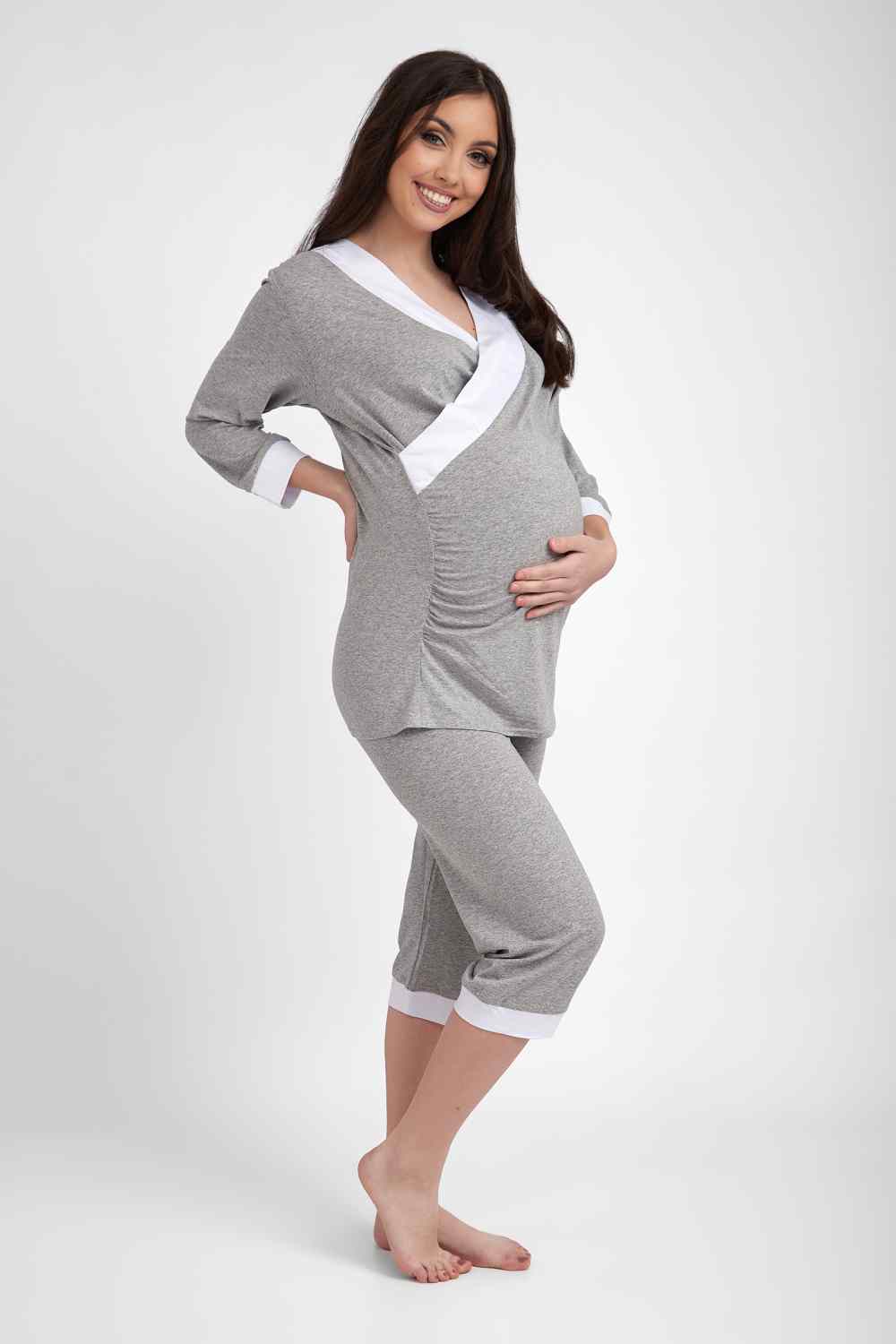 Piżama damska ciążowa szara