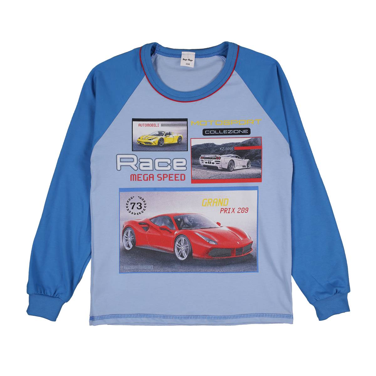 Chłopięca niebieska piżama samochód wyścigowy Tup Tup