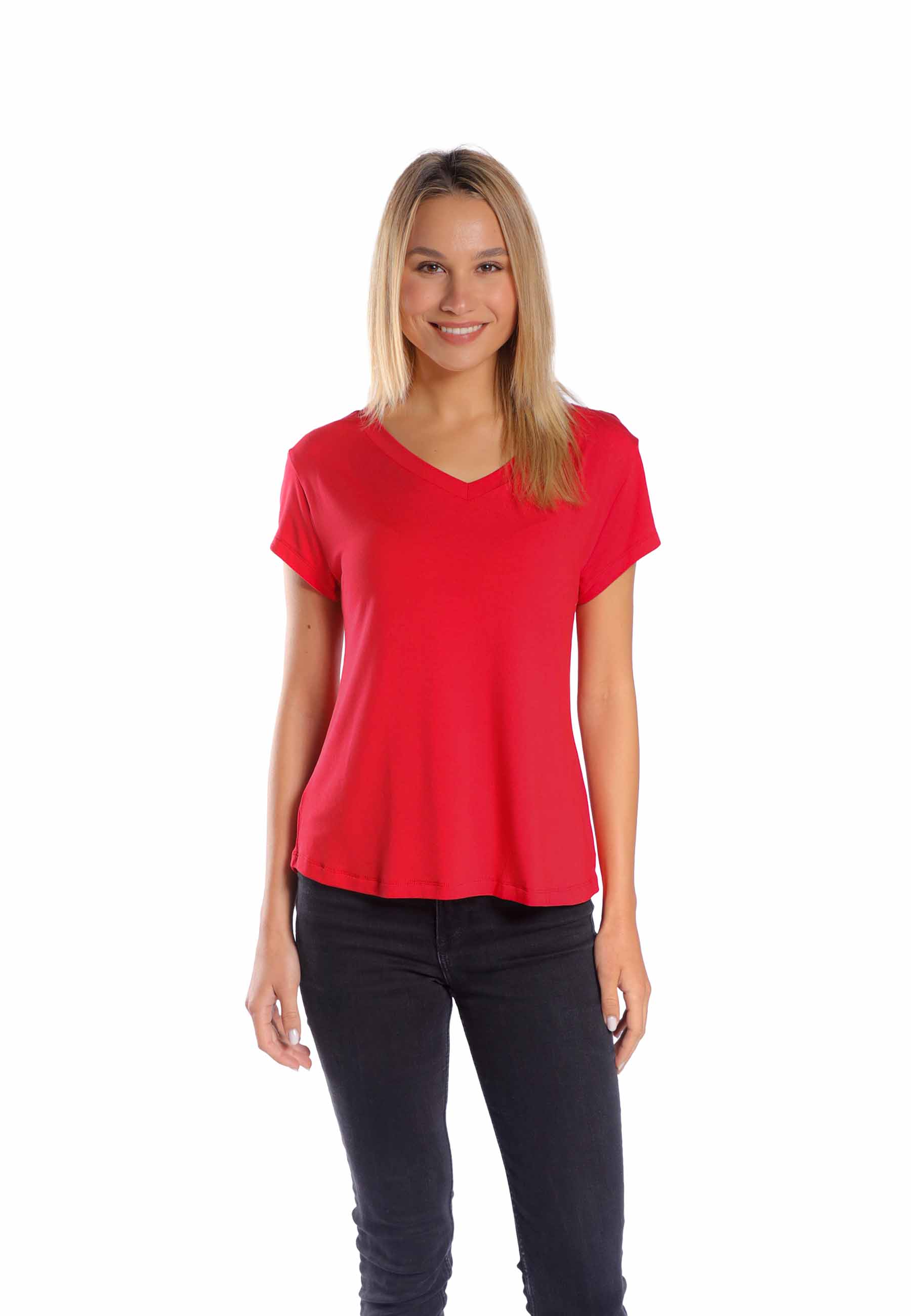 Koszulka damska z krótkim rękawem czerwona