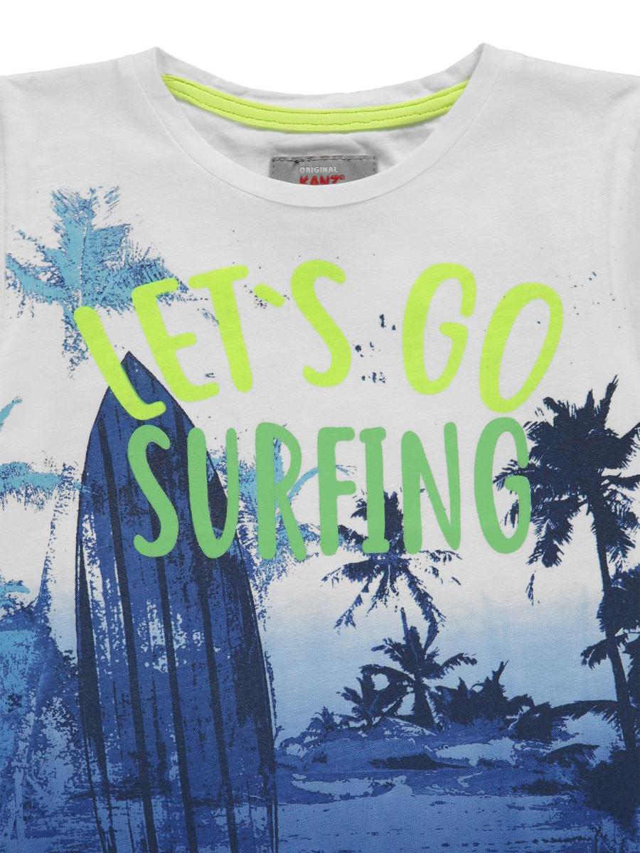 T-shirt chłopięcy, biały, Let's go surfing, Kanz