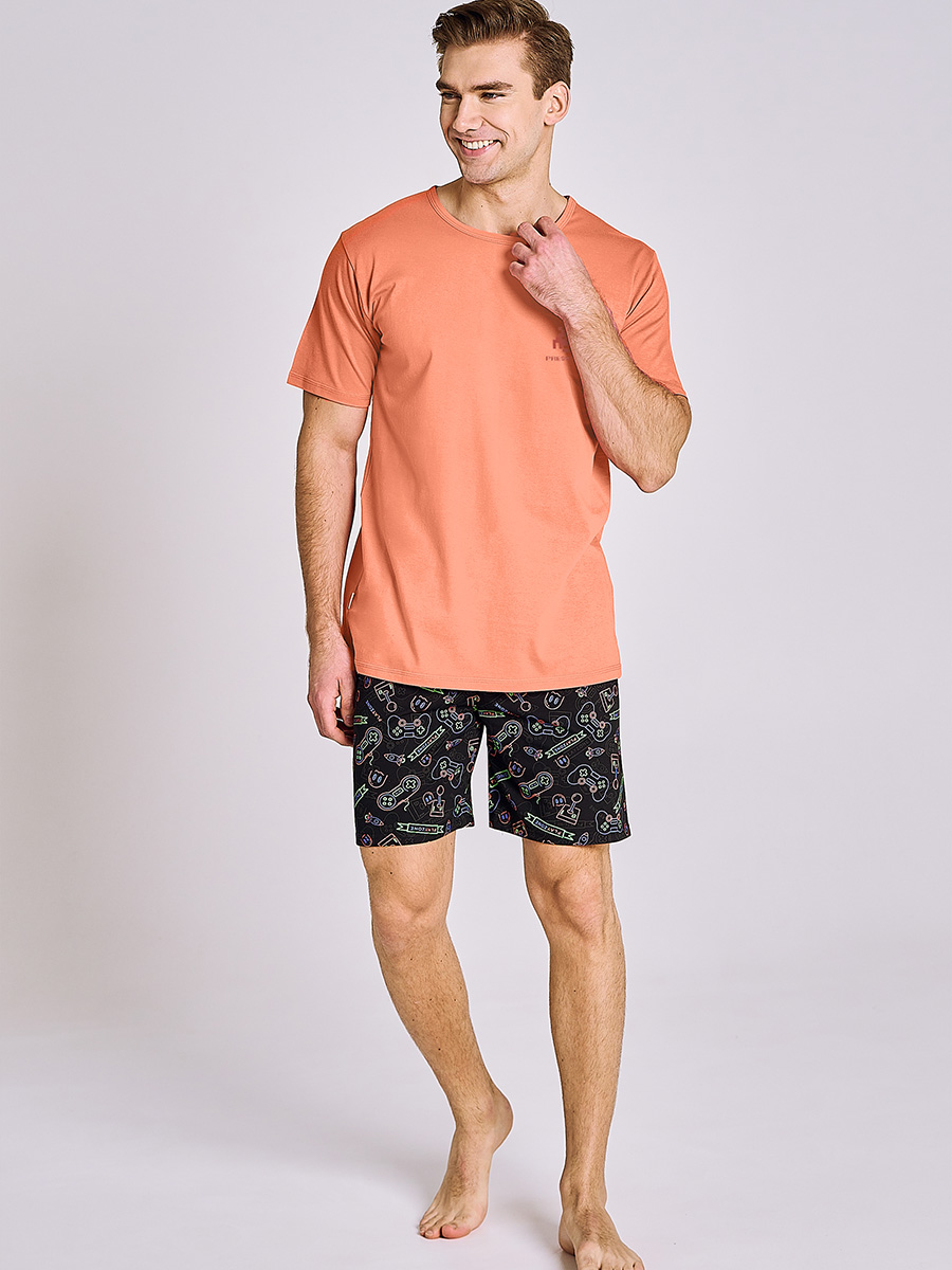 Krótka piżama męska pomarańczowa Taro