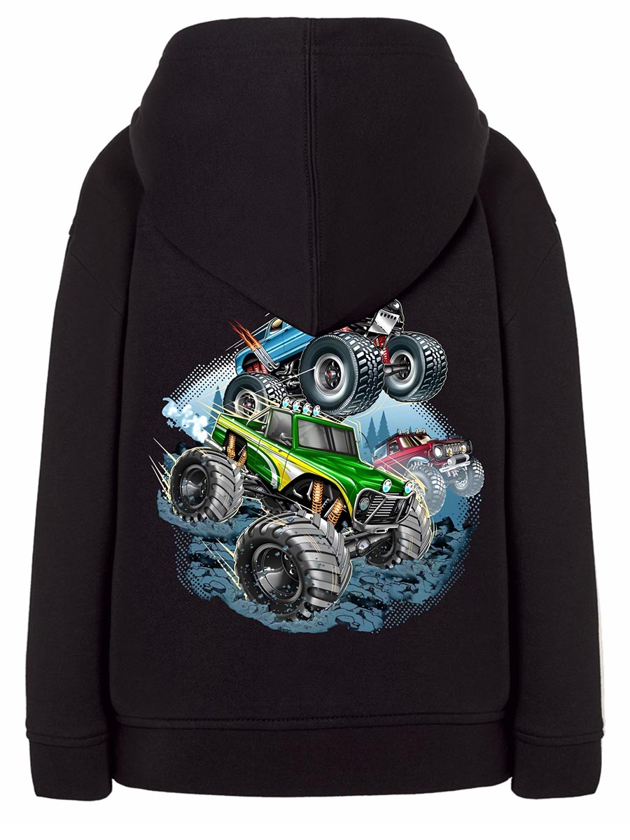 Bluza chłopięca z kapturem czarna monster truck