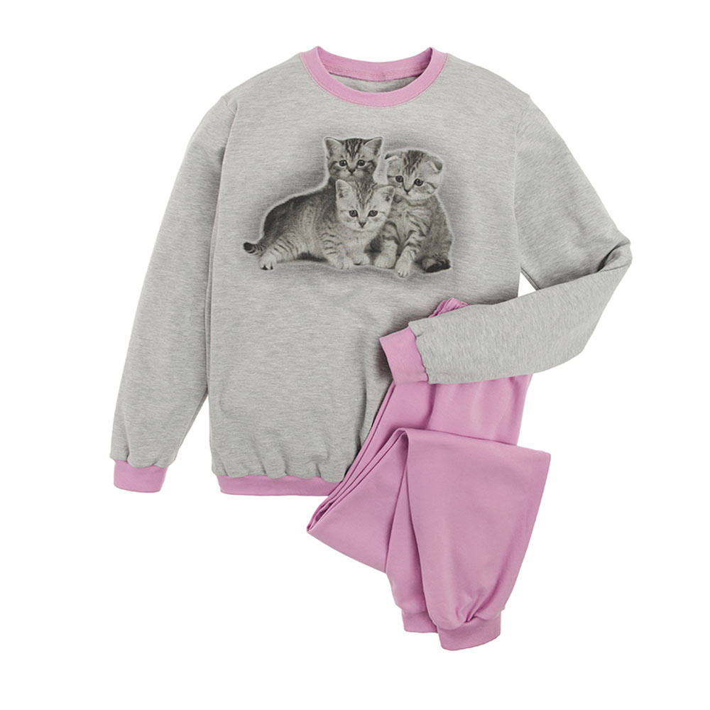 Dziewczęca piżama, szaro-różowa, kotki, Tup Tup