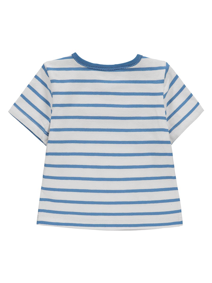 T-shirt dziecięcy, biały, niebieski, paski, Kanz