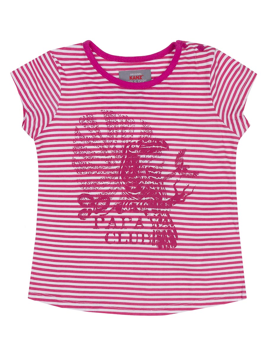 T-shirt dziewczęcy, różowy, paski, Papaya Club, Kanz