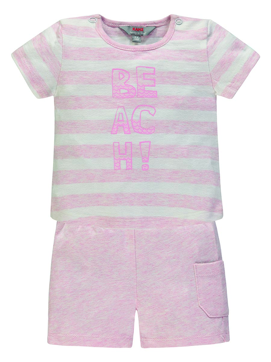 Komplet niemowlęcy t-shirt + szorty różowy Kanz