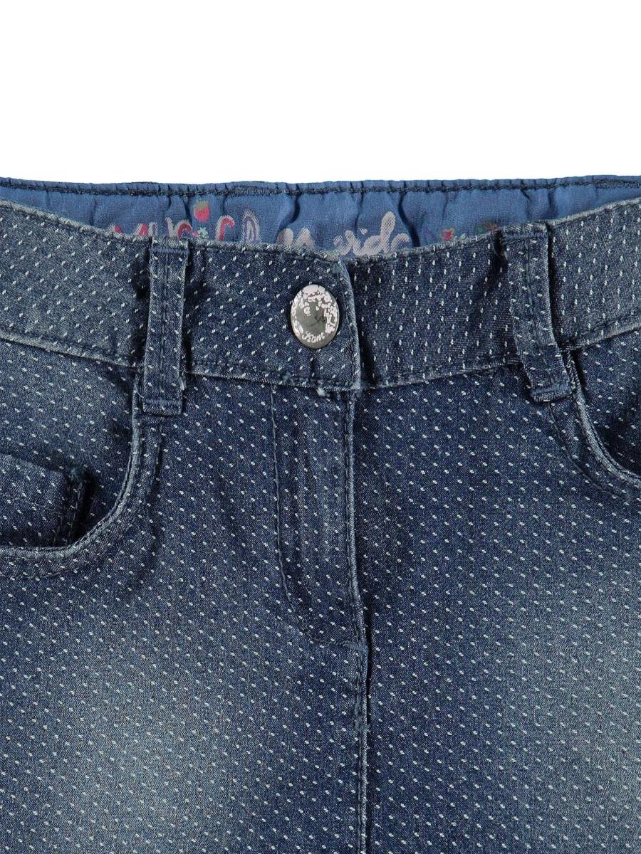 Spódnica jeansowa dziewczęca, niebieska, kropki, Kanz