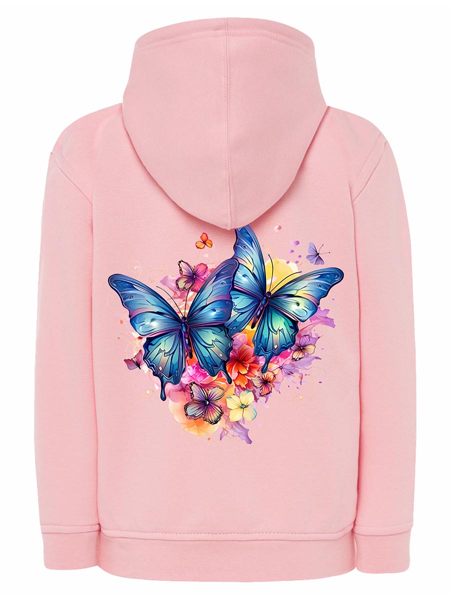 Bluza dziewczęca rozpinana z kapturem różowa z motylami