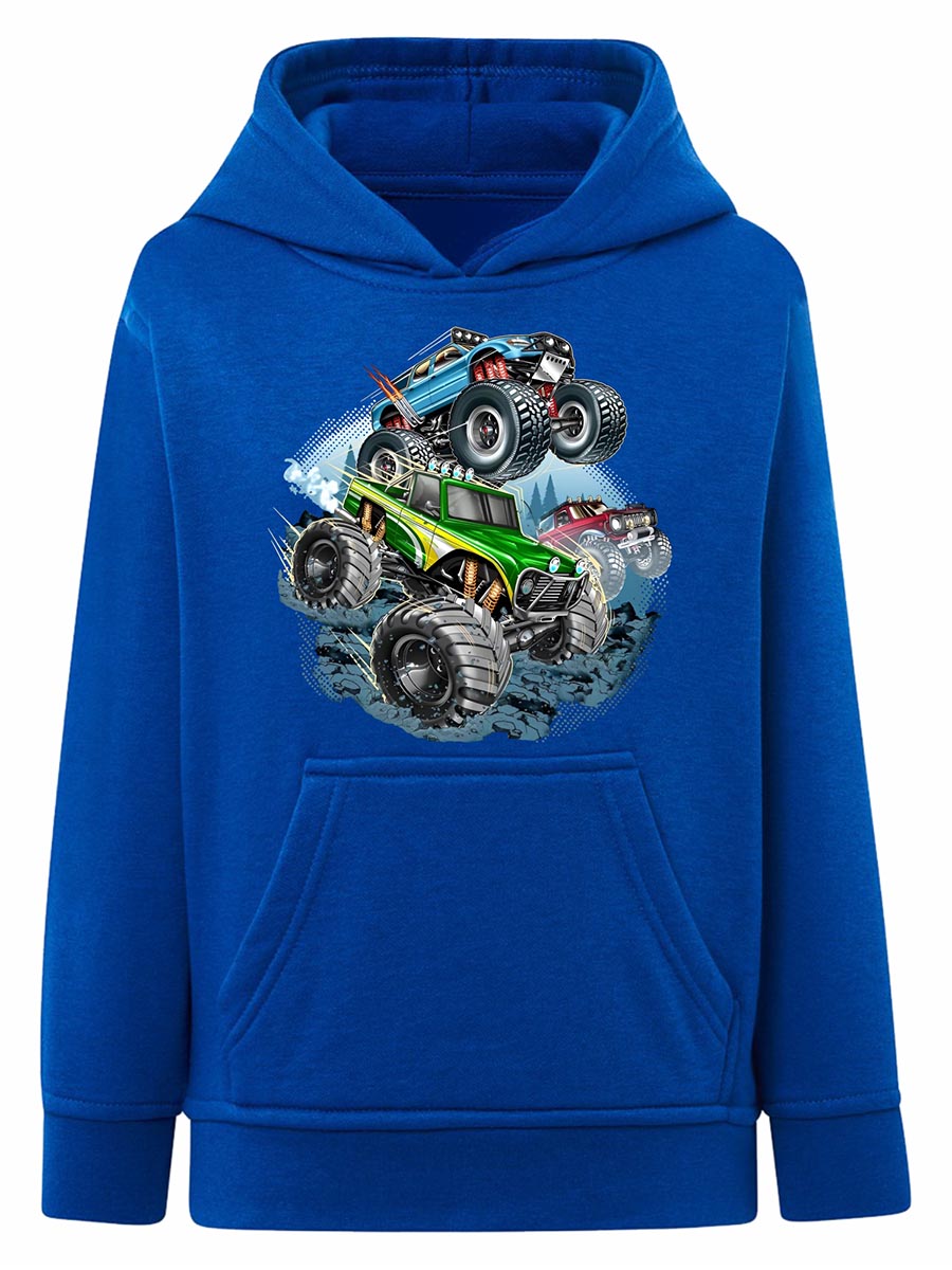 Bluza chłopięca z kapturem niebieska monster truck
