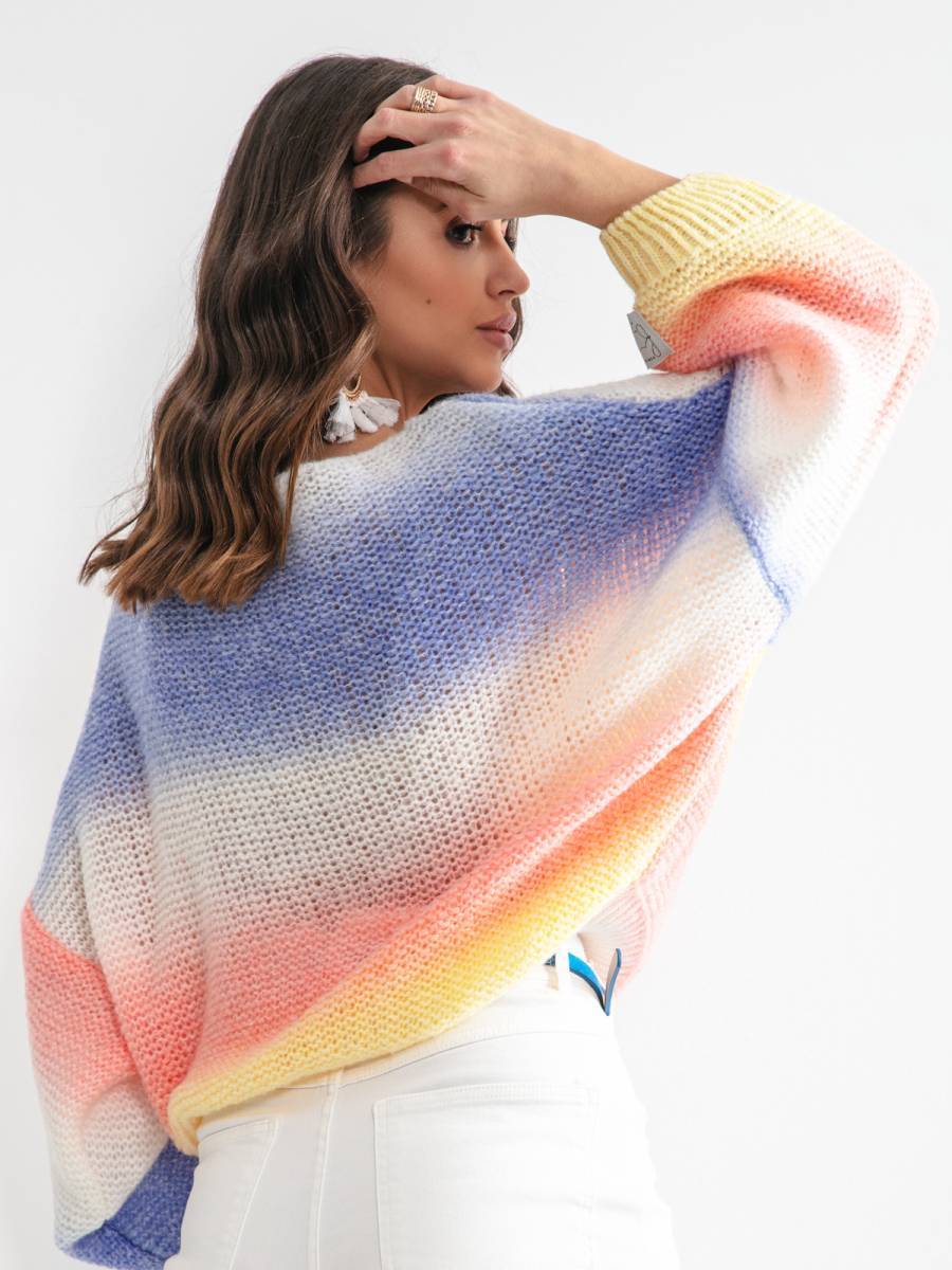 Damski luźny kolorowy sweter Fobya