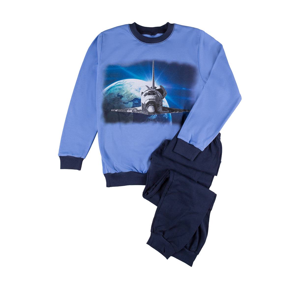 Chłopięca piżama, niebiesko-granatowa, statek kosmiczny, Tup Tup